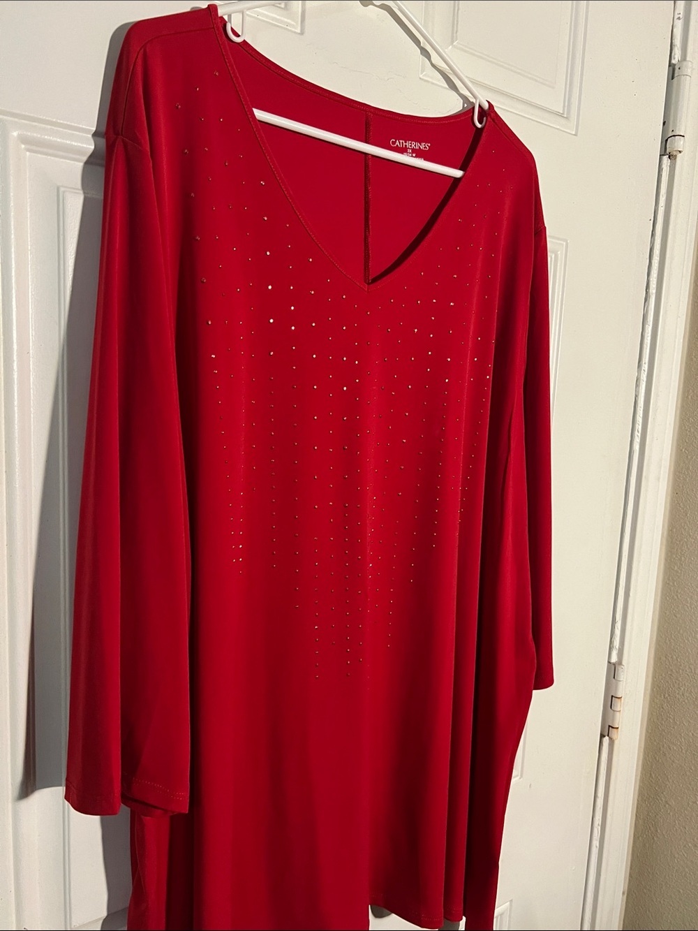 Catherines Ruby Red V-Neck Studded Tunic - Picture 3 of 5